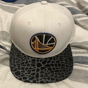 Mitchell & Ness White Snapback with Blue and Gold Accents